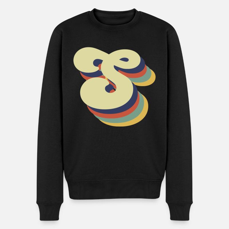 Retro S Buchstaben - Männer Premium Bio Pullover - Schwarz