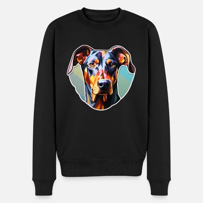 Doberman Pinscher psychédélique - Pull Premium bio Homme - noir