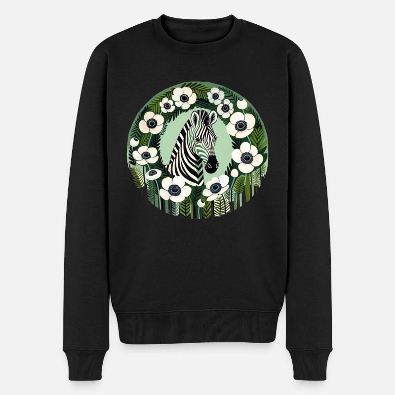 Retro-Zebra - Männer Premium Bio Pullover - Schwarz