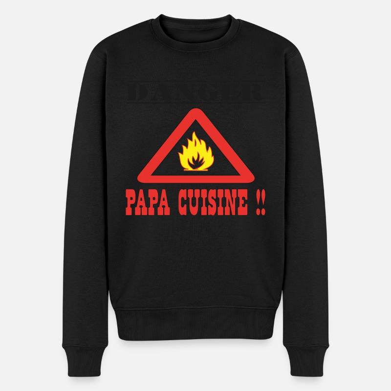 Danger papa cuisine !!! - Pull Premium bio Homme - noir
