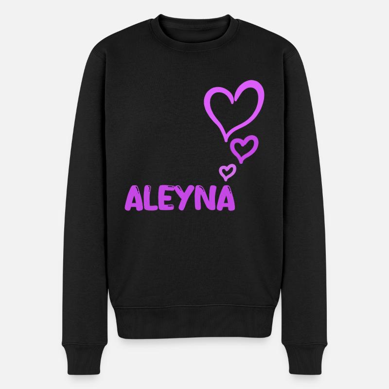 Vorname Aleyna - Männer Premium Bio Pullover - Schwarz