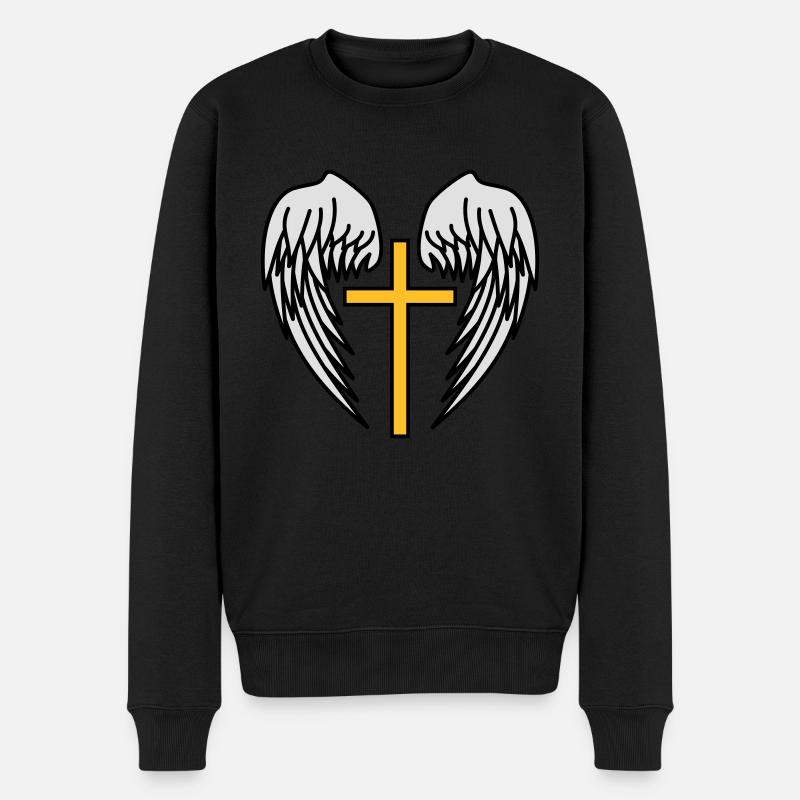 Santa Croce Gesù Cristo Ali Angelo Cielo - Maglione ecologico premium da uomo - nero