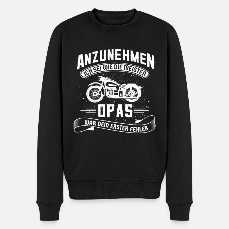 Opa Motorrad fahren Biker - Männer Premium Bio Pullover - Schwarz