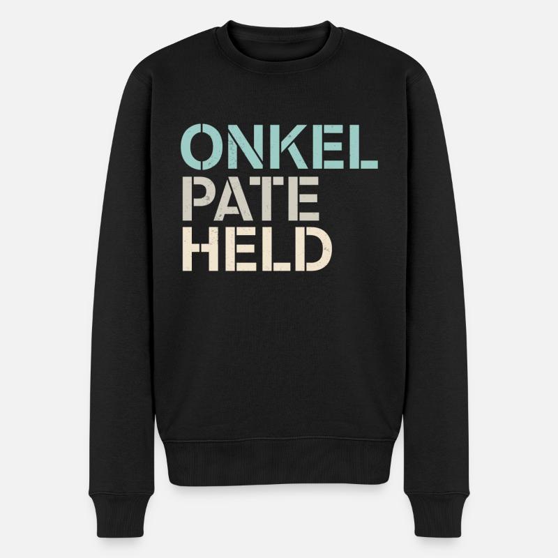Bester Onkel Pate Held Du wirst Onkel Geschenk - Männer Premium Bio Pullover - Schwarz