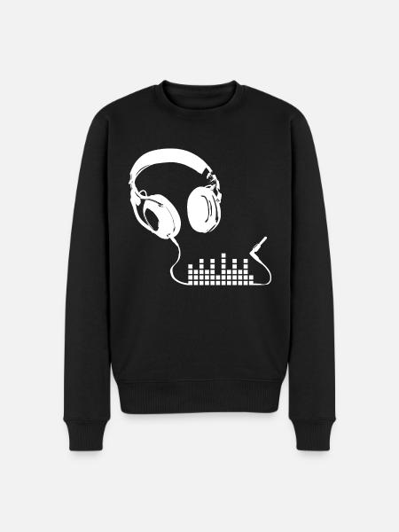 Kopfhörer Trippy Glitch Equalizer - Männer Premium Bio Pullover - Schwarz