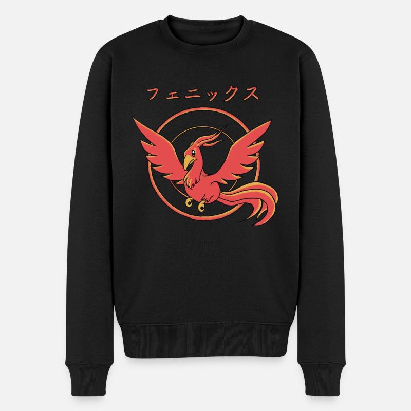 Kawaii Phoenix - Männer Premium Bio Pullover - Schwarz