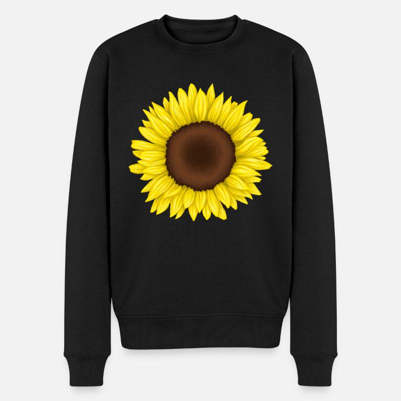 Sonnenblume - Männer Premium Bio Pullover - Schwarz