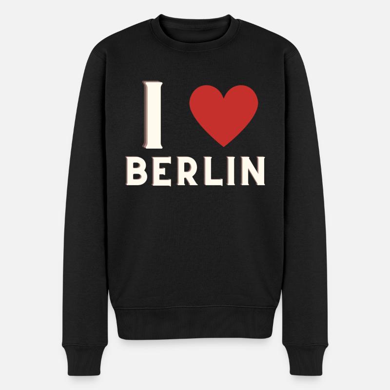 I love Berlin - Männer Premium Bio Pullover - Schwarz