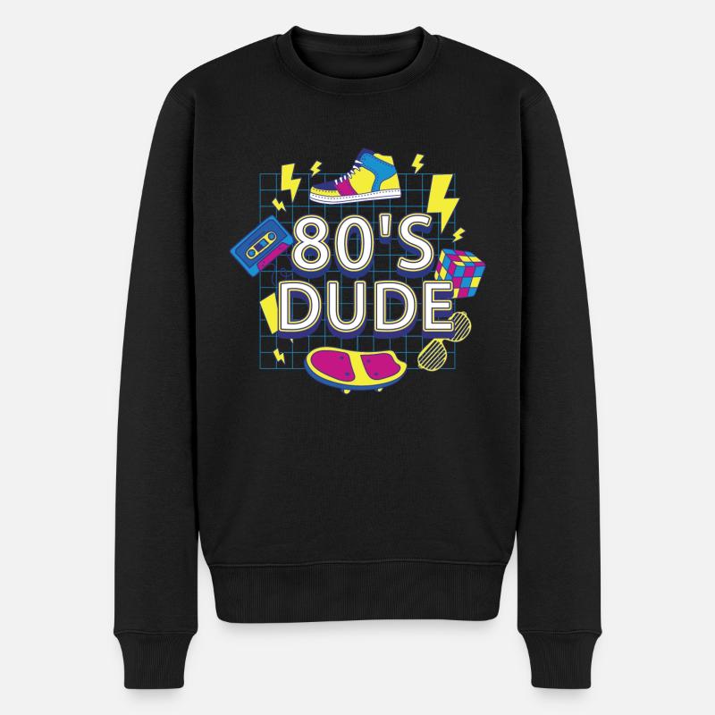 80èr DUDE - Männer Premium Bio Pullover - Schwarz