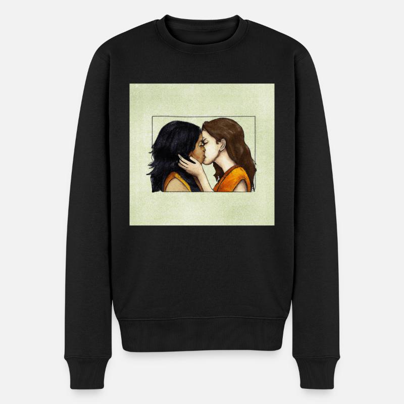 LGBT Queer kiss 🌈🌈 - Pull Premium bio Homme - noir