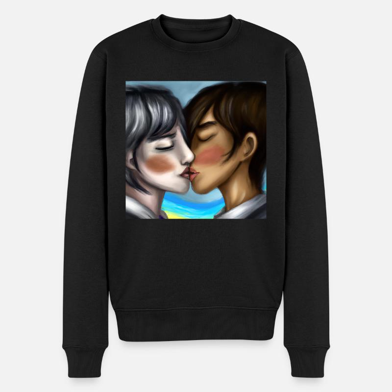 LGBT Queer kiss 🌈🌈 - Pull Premium bio Homme - noir