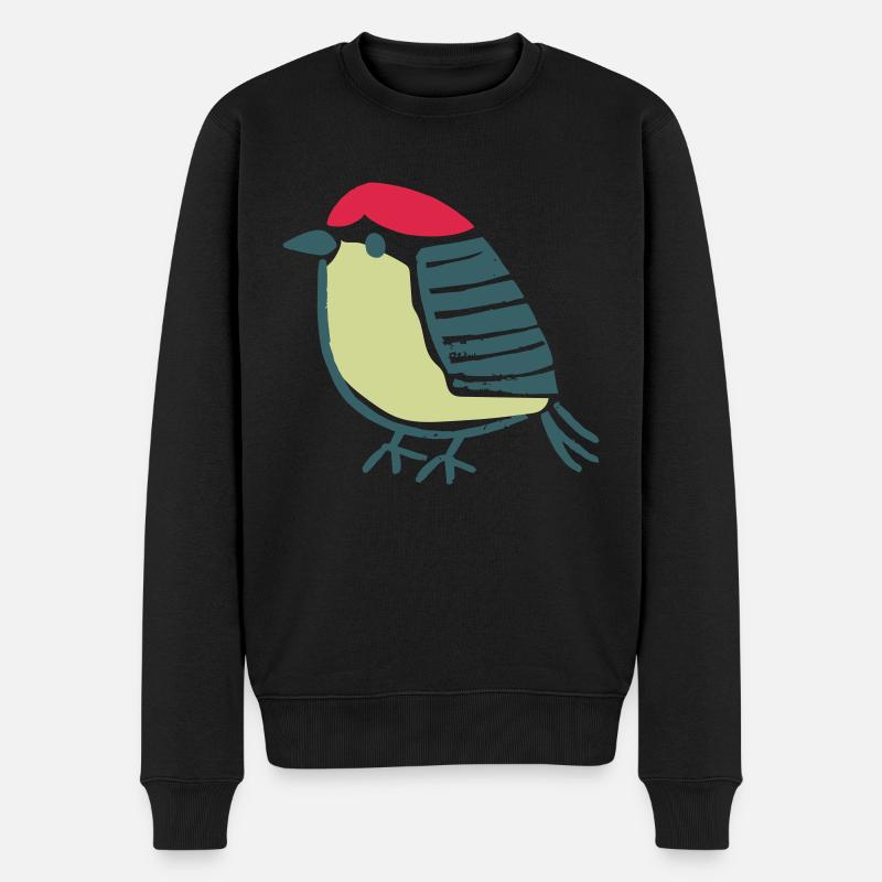 Vogel Amsel Drossel Fink Star - Männer Premium Bio Pullover - Schwarz