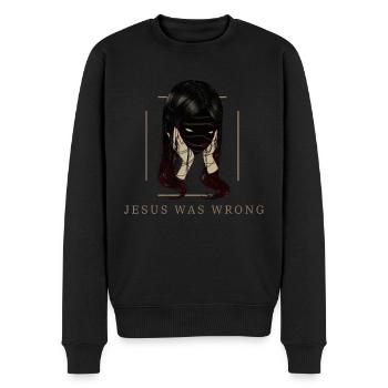 Jesus Was Wrong - Men's Premium Organic Jumper - black - Front - Nico (187cm)