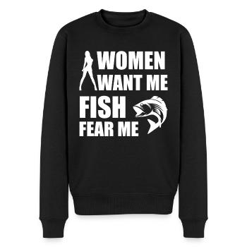 Les femmes me veulent les poissons me craignent - Pull Premium bio Homme - noir - Devant - Nico (187cm)