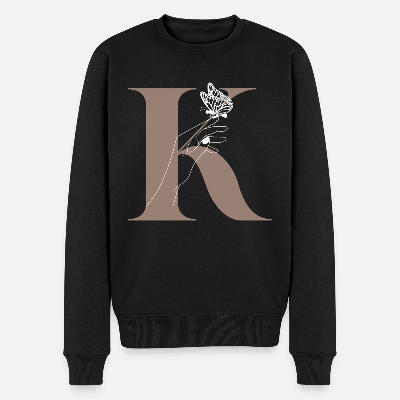 Buchstabe K Magischer Schmetterling - Männer Premium Bio Pullover - Schwarz