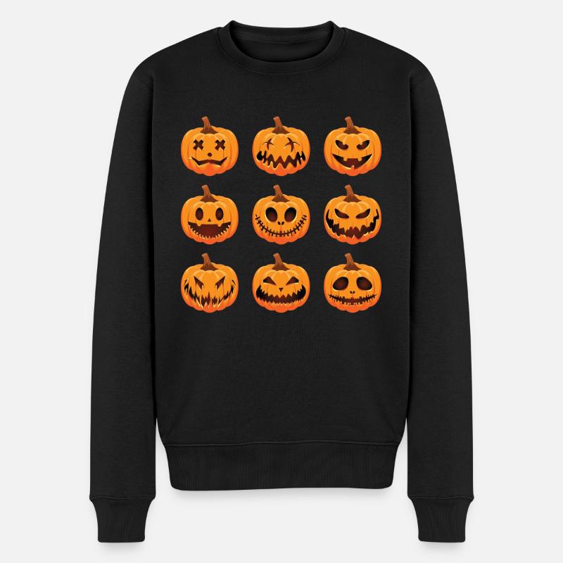 Kürbis - Männer Premium Bio Pullover - Schwarz