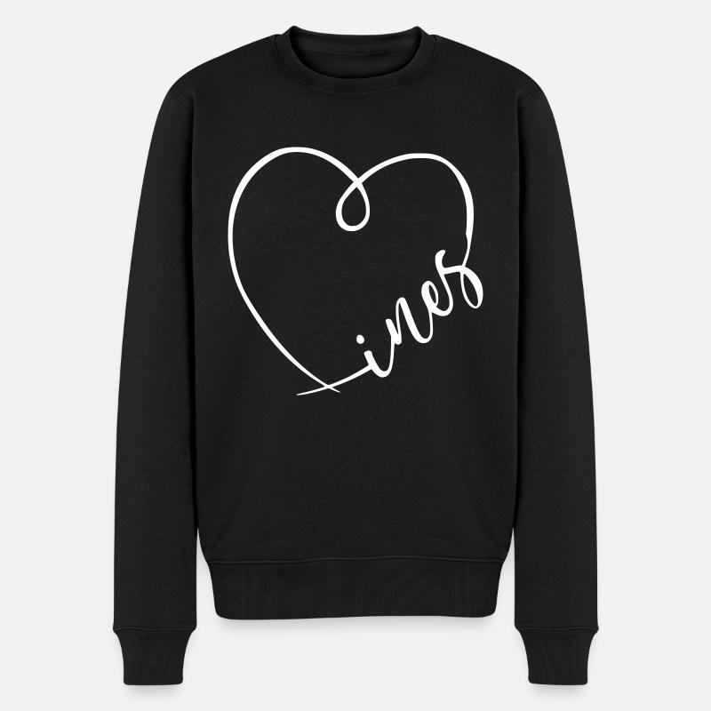 Ines Nom Calligraphie Coeur - Pull Premium bio Homme - noir
