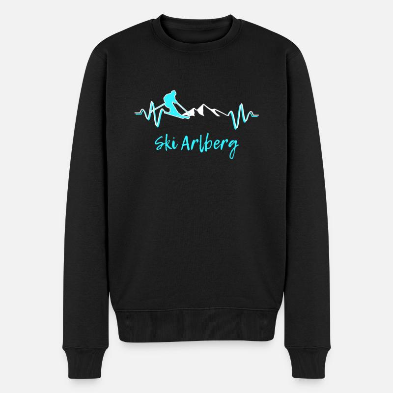 Skifahren Ski Arlberg - Männer Premium Bio Pullover - Schwarz