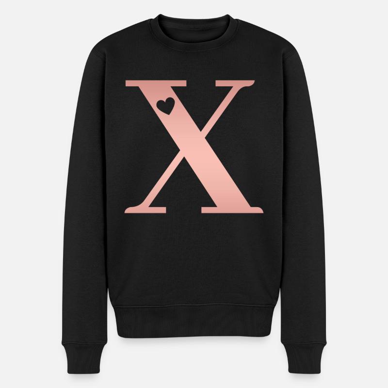 Buchstabe X Roségold - Männer Premium Bio Pullover - Schwarz