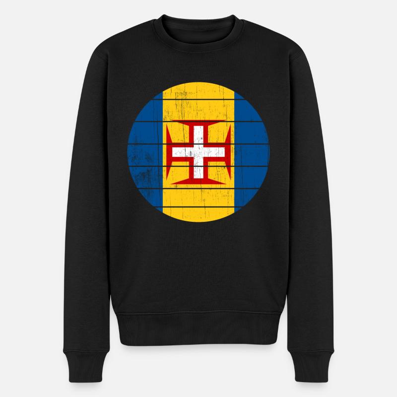 Drapeau rétro de Madère - Pull Premium bio Homme - noir