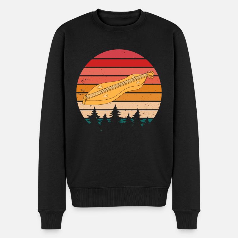 Retro dulcimer - Männer Premium Bio Pullover - Schwarz