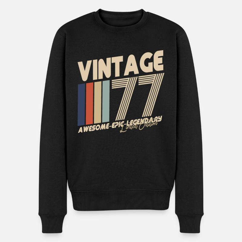 1977 - Männer Premium Bio Pullover - Schwarz