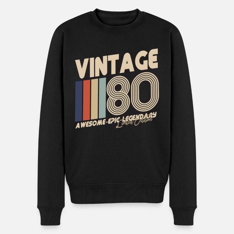 1980 - Männer Premium Bio Pullover - Schwarz