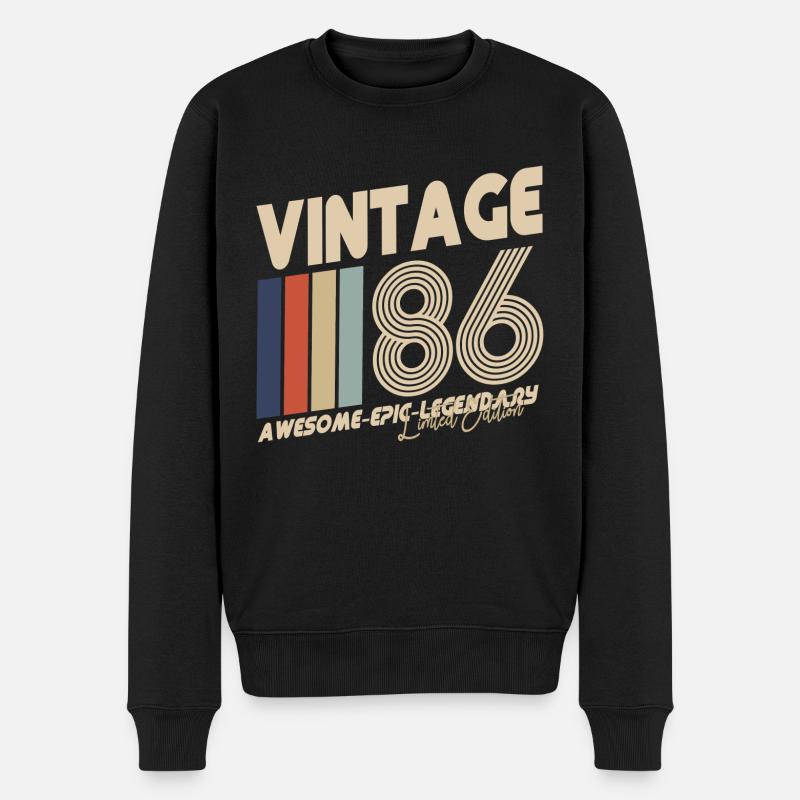 1986 - Männer Premium Bio Pullover - Schwarz