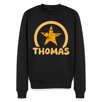 Thomas - Männer Premium Bio Pullover - Schwarz - Vorne - Nico (187cm)