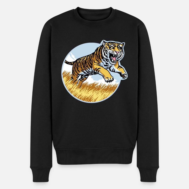 Tigre dans le saut - Pull Premium bio Homme - noir