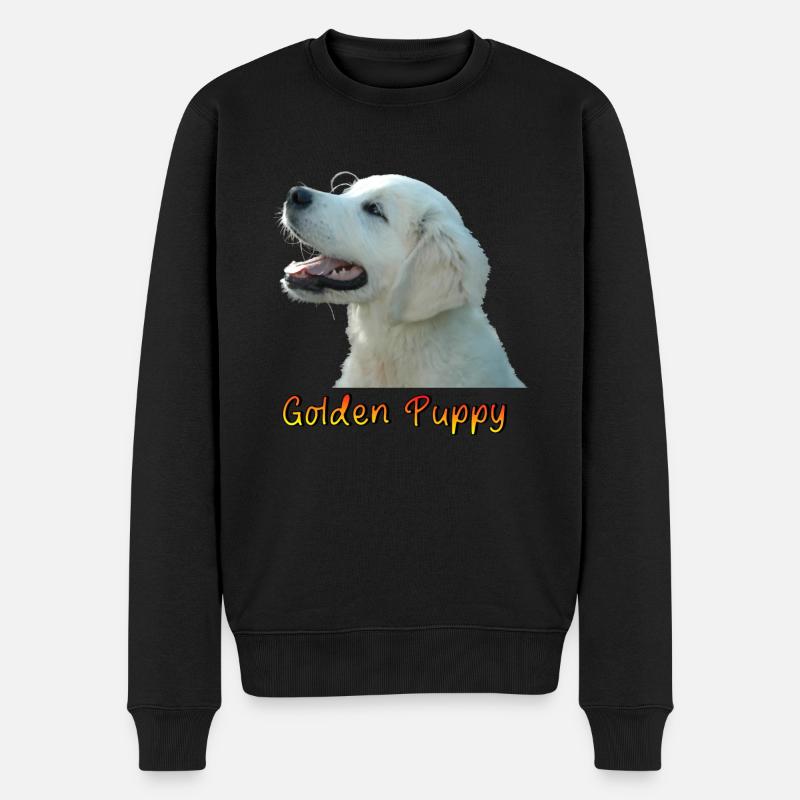Golden Retriever Welpe - Männer Premium Bio Pullover - Schwarz