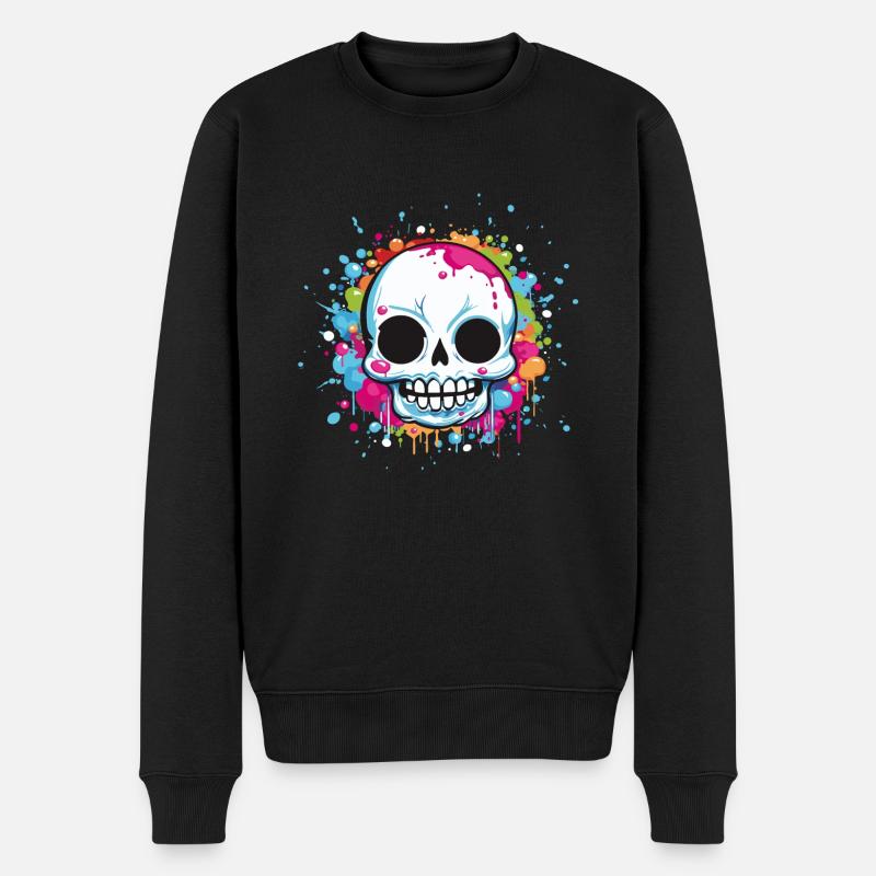 Skull - Männer Premium Bio Pullover - Schwarz