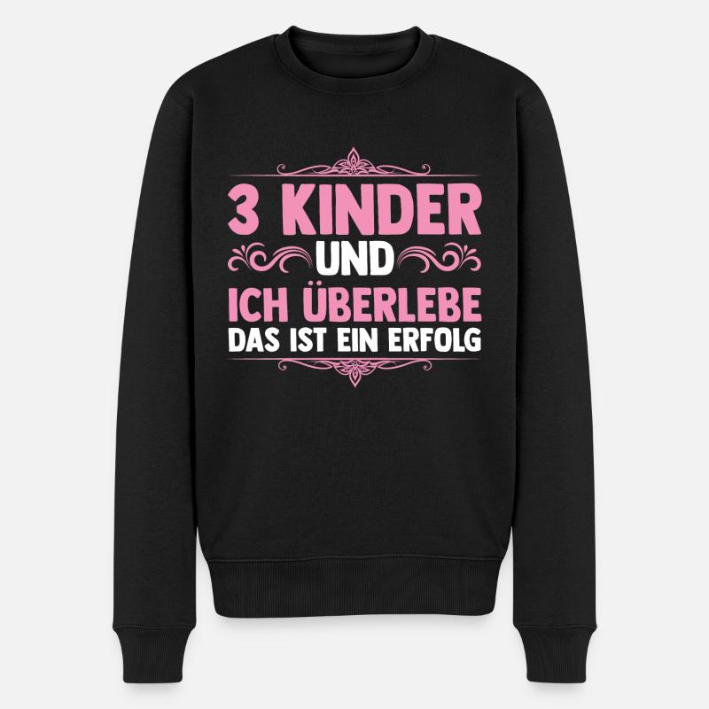 Mama Von 3 Kindern - Männer Premium Bio Pullover - Schwarz