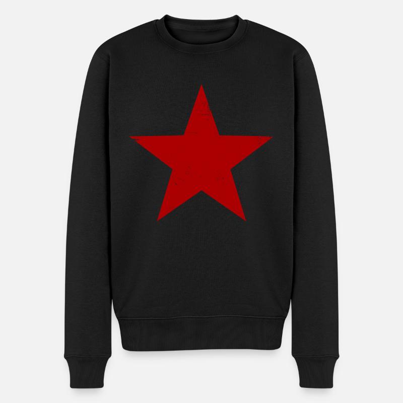 Roter Stern - Männer Premium Bio Pullover - Schwarz