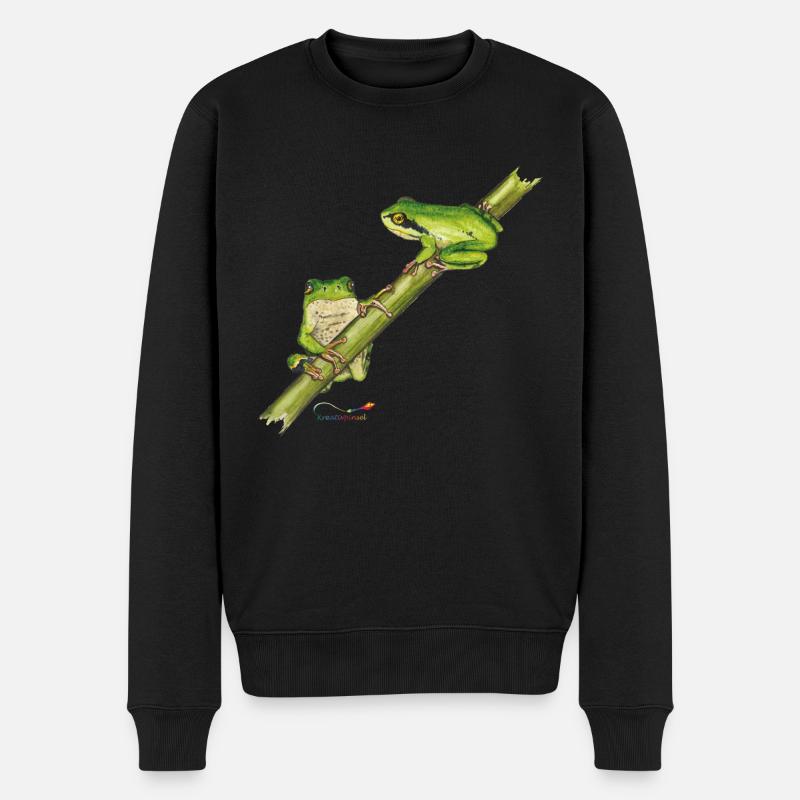 Laubfrosch - Männer Premium Bio Pullover - Schwarz