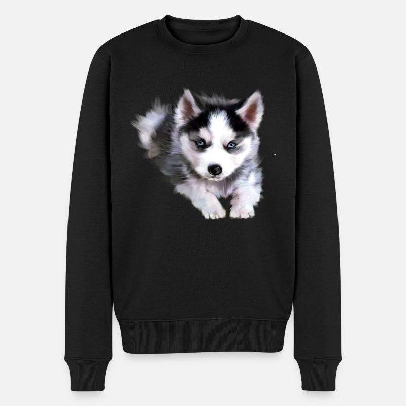 Chien, husky - Pull Premium bio Homme - noir