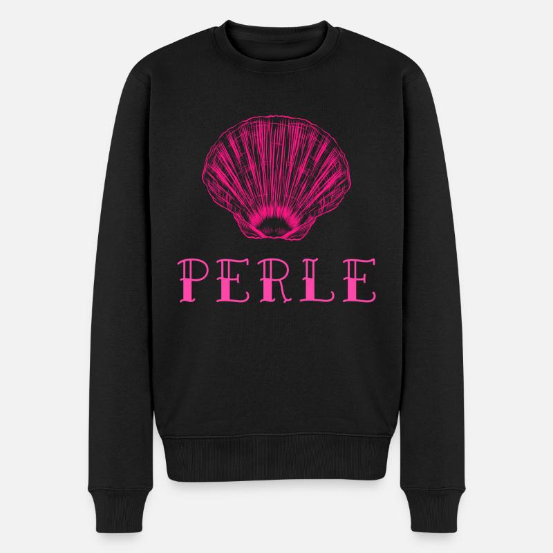 Perle Rose Huître Coquille Océan - Pull Premium bio Homme - noir