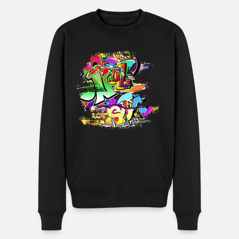 Graffiti - Männer Premium Bio Pullover - Schwarz