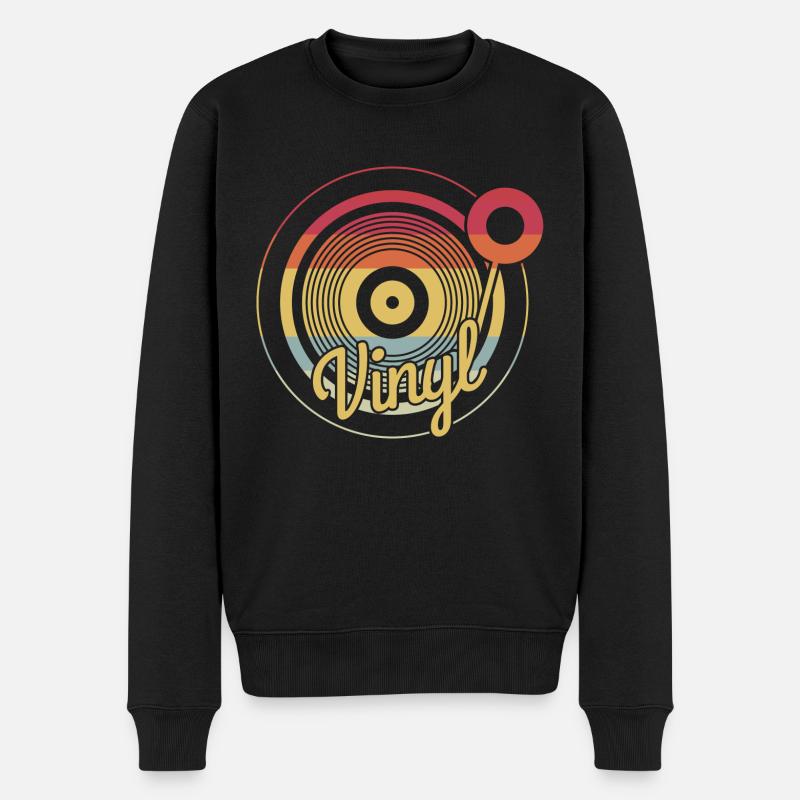 Vinyl Schallplatte Retro Vintage Old School - Männer Premium Bio Pullover - Schwarz