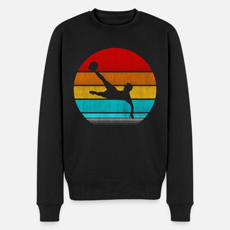 Retro Vintage Fußball - Männer Premium Bio Pullover - Schwarz