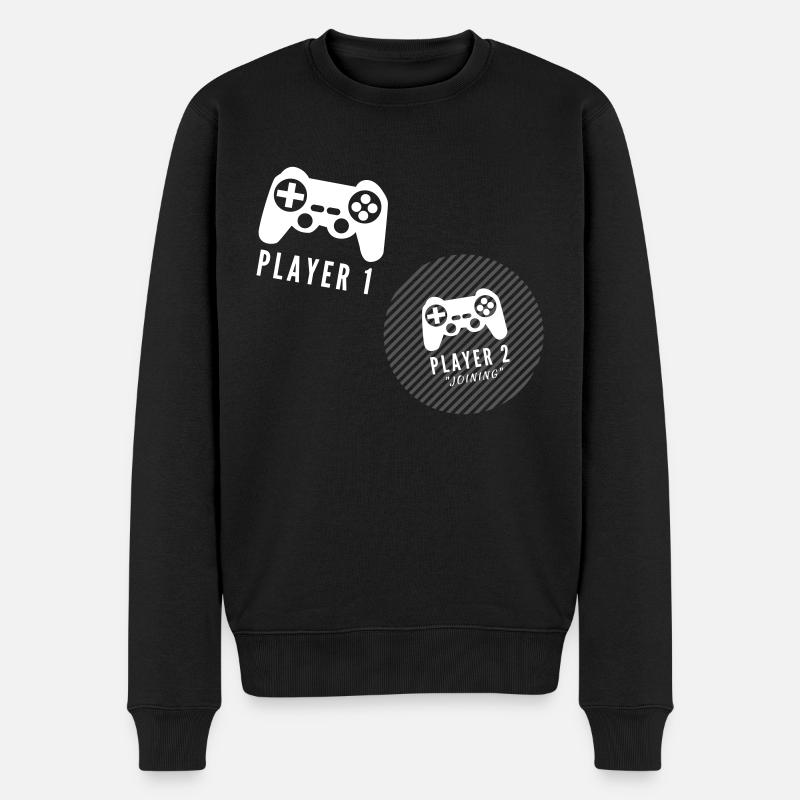 Player 2 joining - Männer Premium Bio Pullover - Schwarz