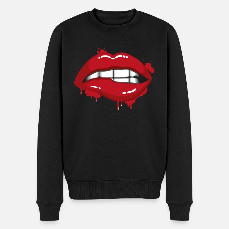 Lips - Männer Premium Bio Pullover - Schwarz