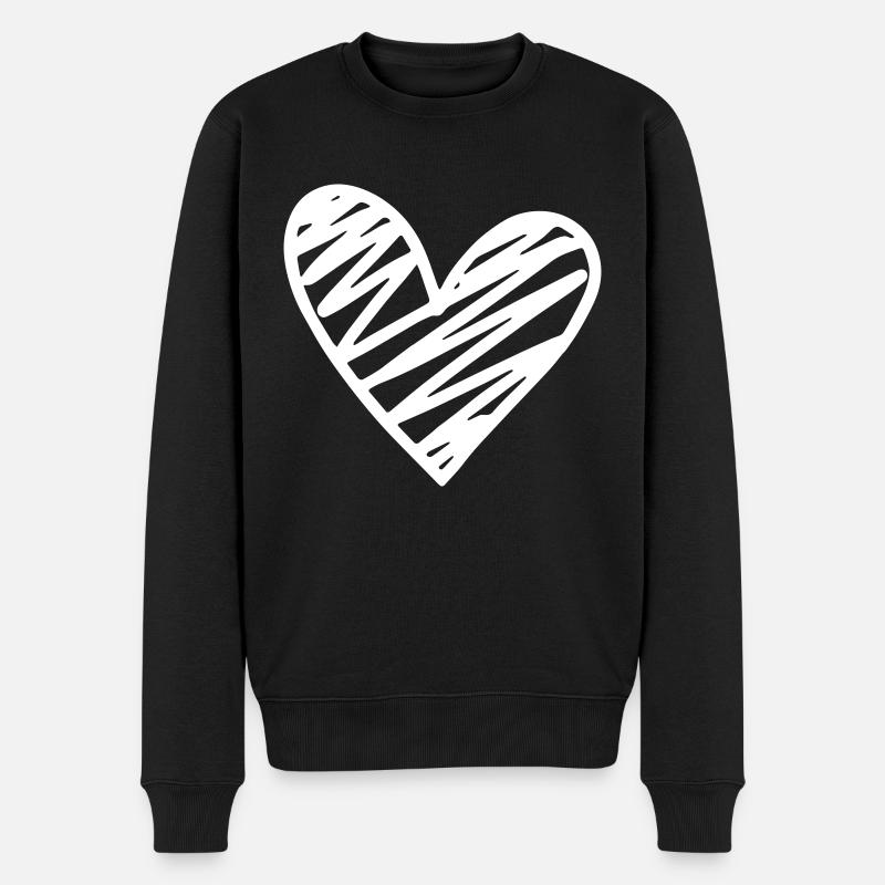 Herz - Männer Premium Bio Pullover - Schwarz
