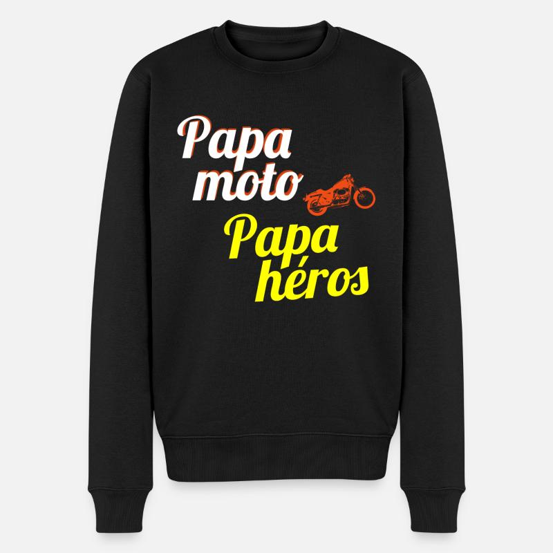 papa moto papa héros - Pull Premium bio Homme - noir