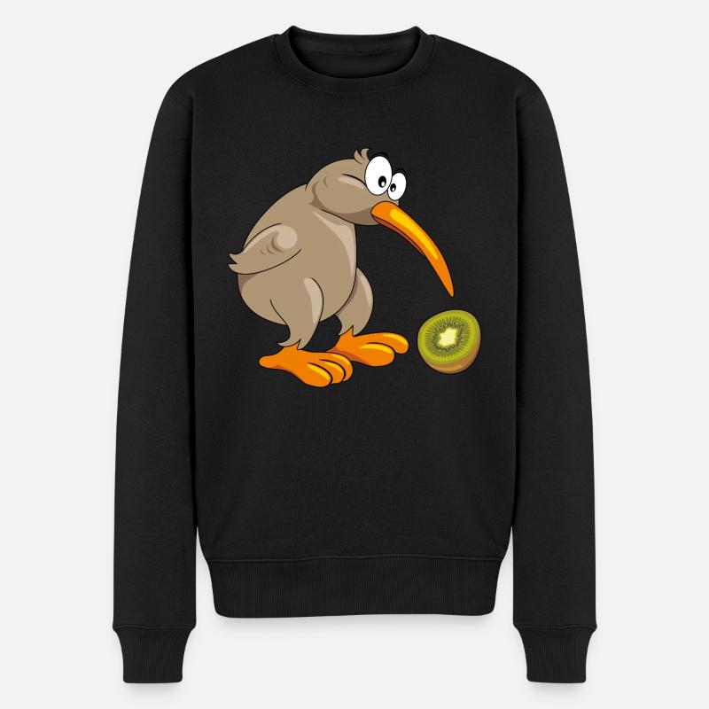 Lustiger Kiwi-Vogel - Männer Premium Bio Pullover - Schwarz