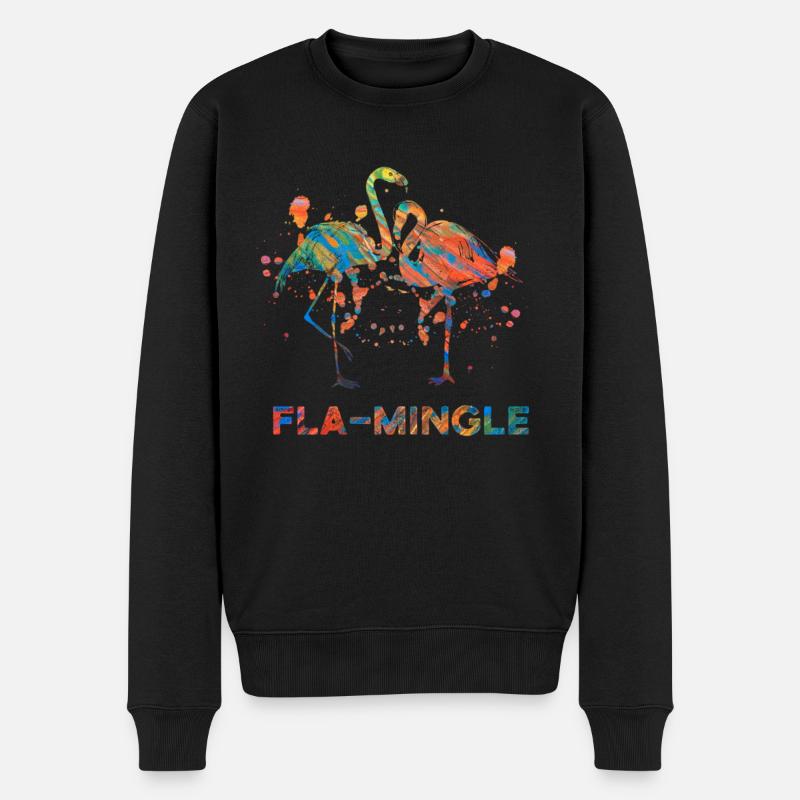Flamingo Fla Mingle - Männer Premium Bio Pullover - Schwarz