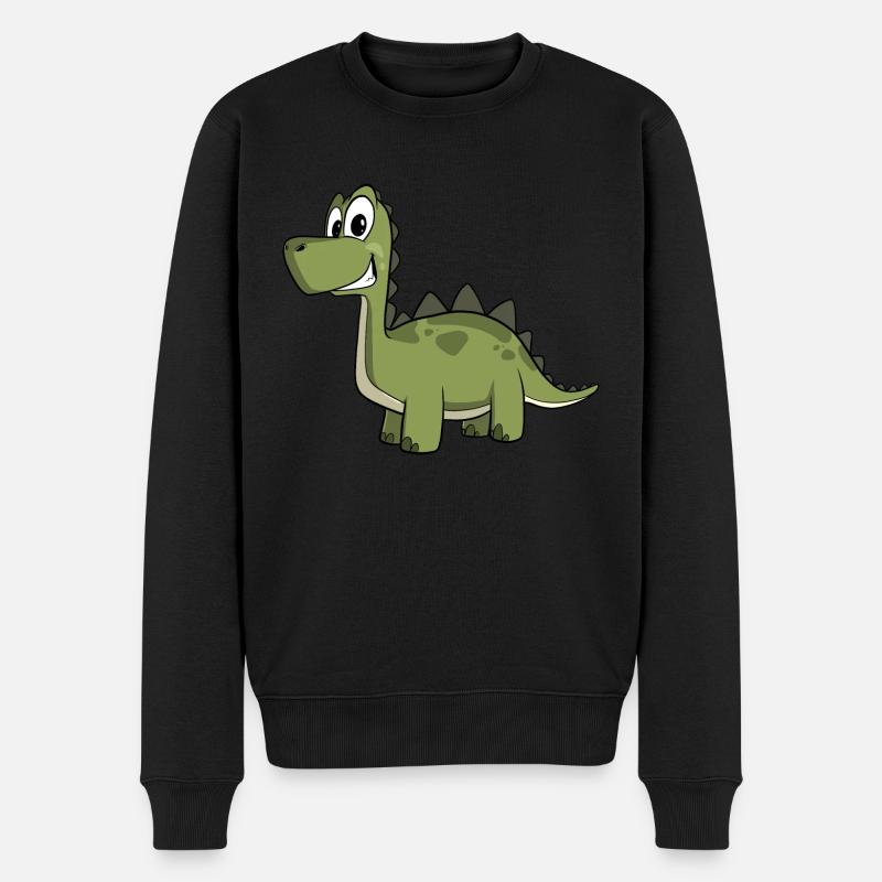 Niedlicher Cartoon Dinosaurier - Männer Premium Bio Pullover - Schwarz