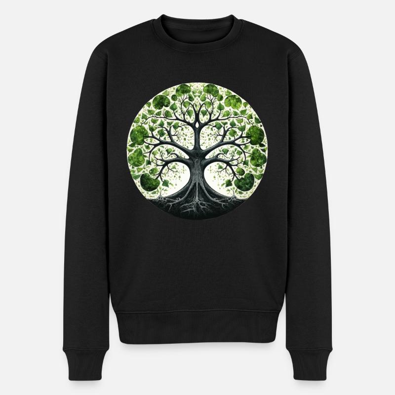 Baum des Lebens Spirituell Lebensbaum Yggdrasil - Männer Premium Bio Pullover - Schwarz