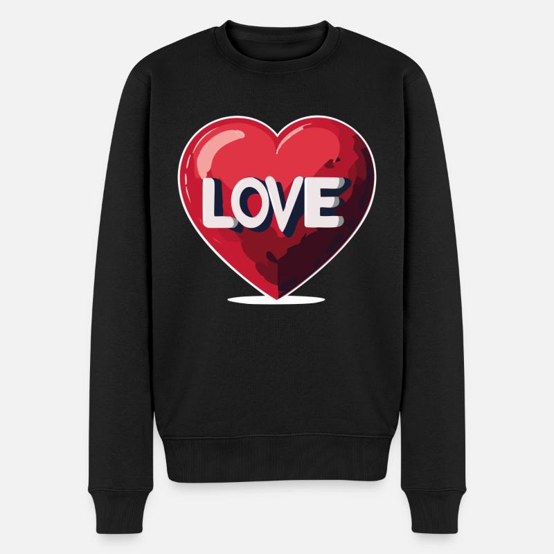 Herzliche Liebesbotschaft - Männer Premium Bio Pullover - Schwarz