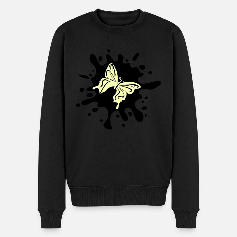 schmetterling farbklecks - Männer Premium Bio Pullover - Schwarz
